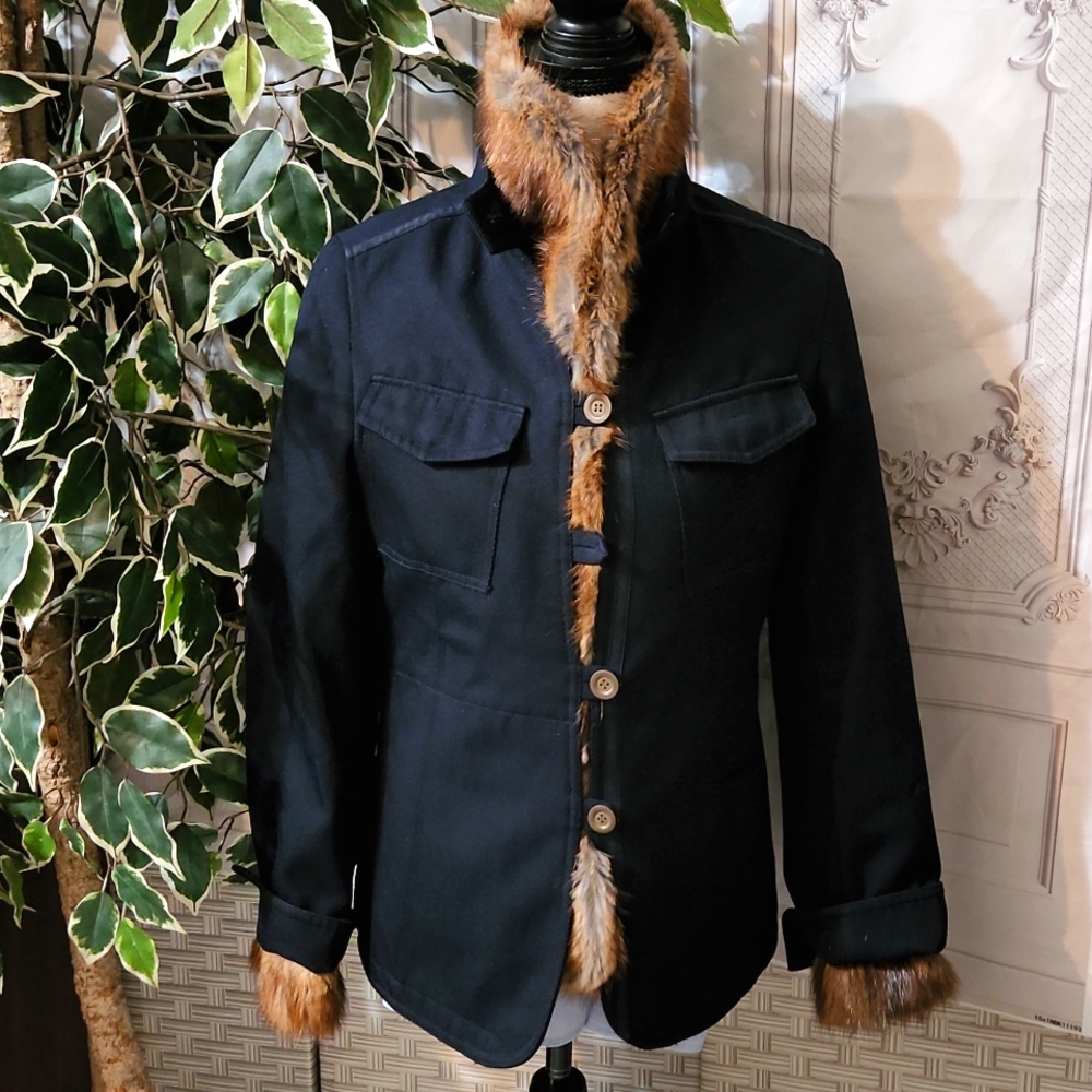 MACPHEE Fur Trim Lined Blazer (Optional Lining)